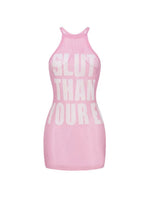 Letter Print Halter Knit Dress
