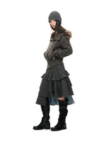 Hooded Cropped Fur Trim Jacket