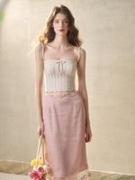 Embroidered Wool Hollow Cardigan & Tank Top Set