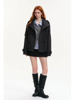 Cable Knit Layered Shirt Cardigan