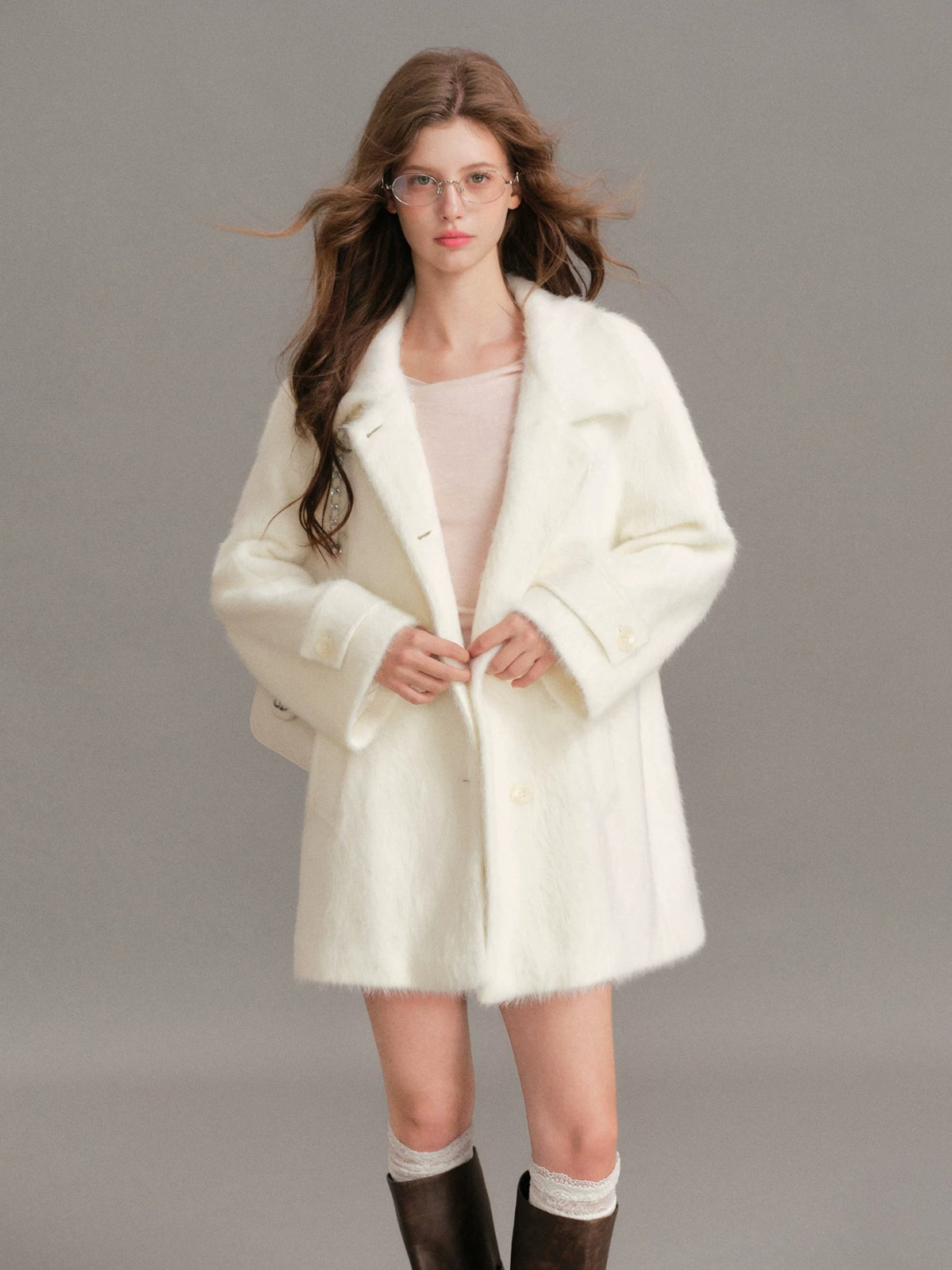 Faux Mink Relaxed Lapel Coat
