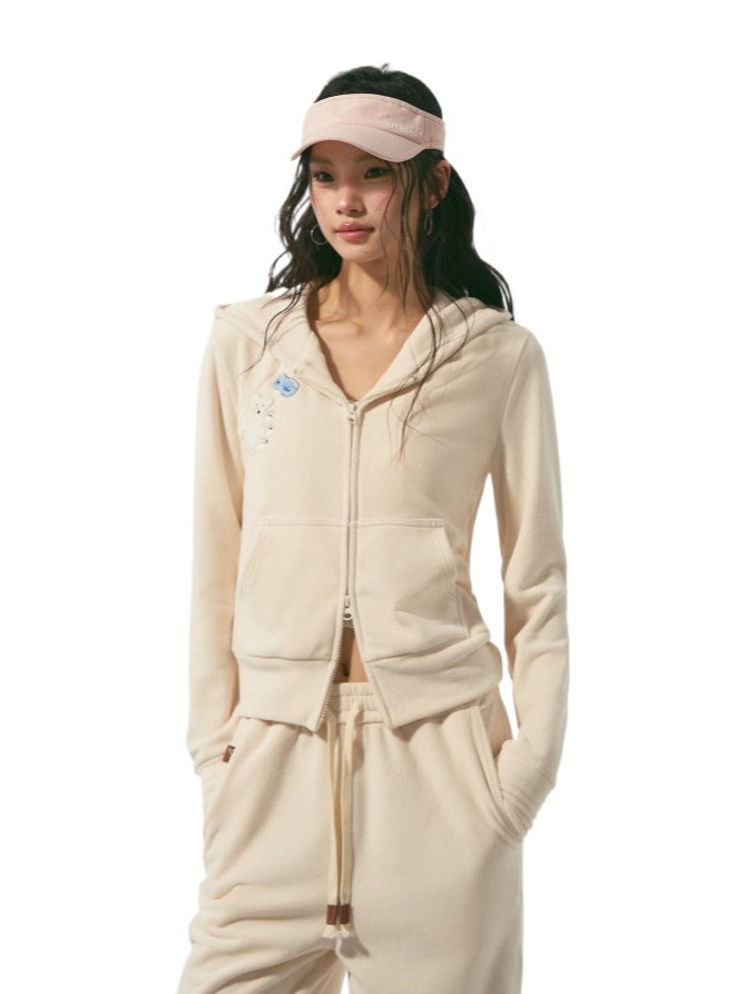 Bear Embroidered Hoodie Set