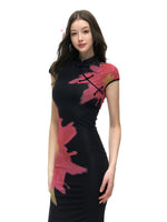 Black Floral Qipao Dress