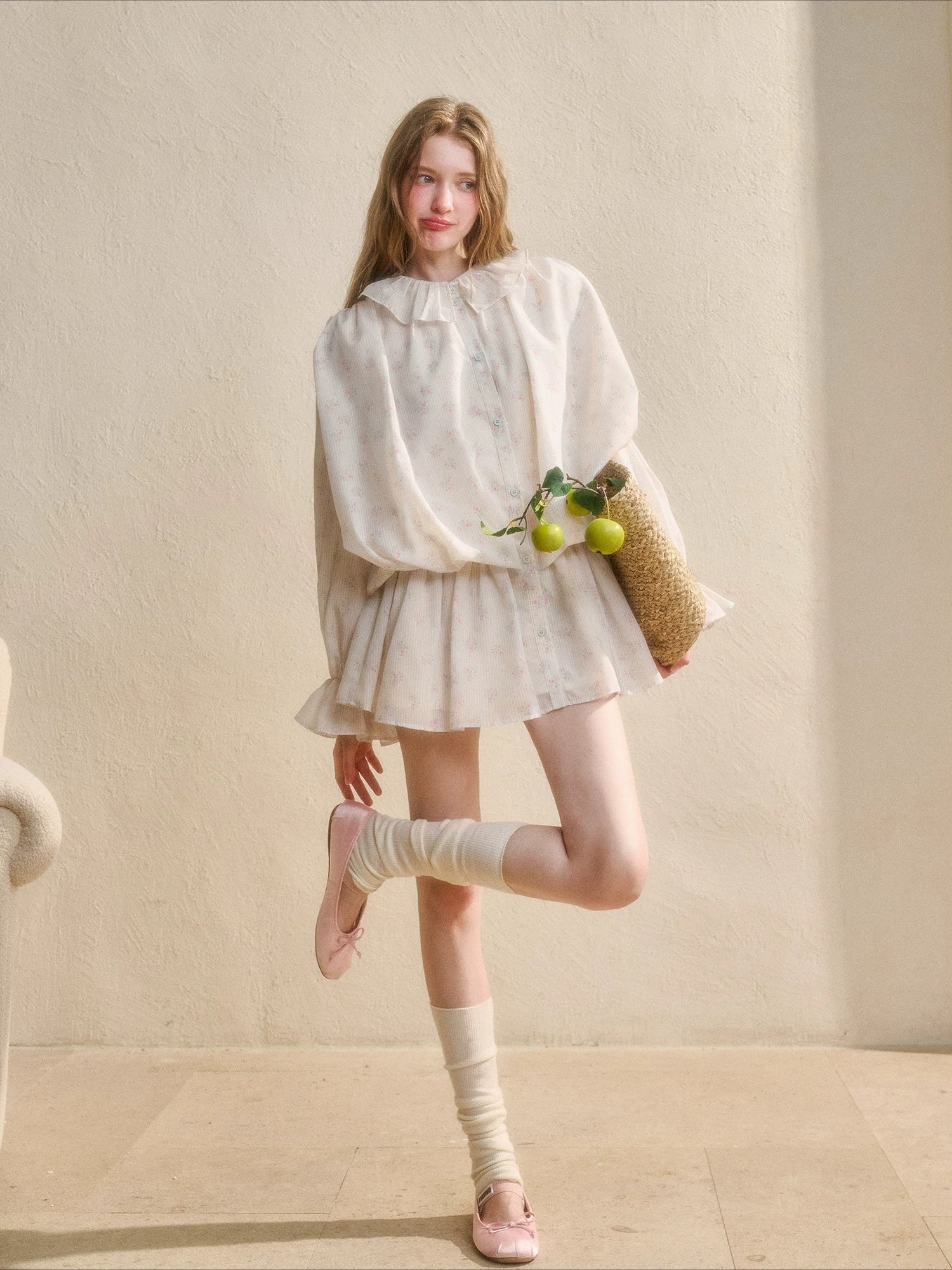 Ruffle Floral Shirt Dress