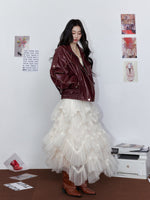 A-Line Long Skirt with Flared Tulle