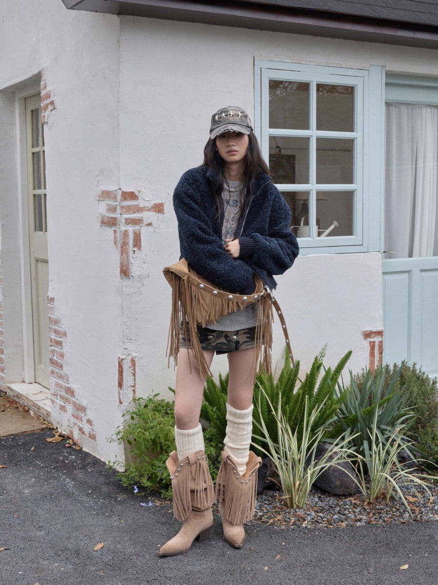 Over-the-Knee Wool Blend Ribbed Warm Leg Socks