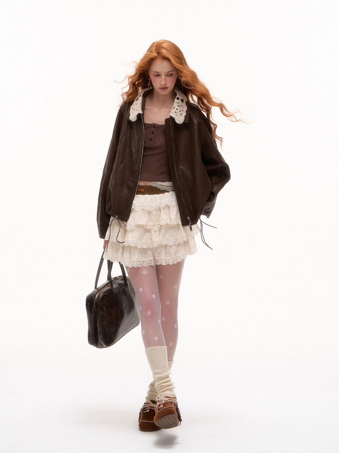 Detachable Collar PU Biker Jacket