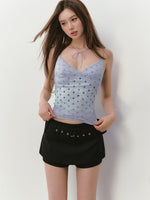 Irregular Tie-Dye Polka Dot Lace Vest