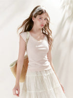 Lace Trim Knit Tee