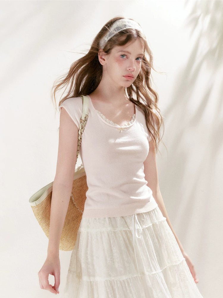Lace Trim Knit Tee