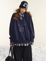 Printed Plaid Collar Sweatshirt