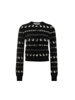 Cat Jacquard Slim-Fit Knit Cardigan & Scarf