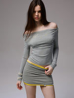 Rhinestone One-Shoulder Long-Sleeve T-Shirt