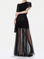 Sheer Ruffle Shoulder Top