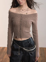 Off-Shoulder Cable Knit Sweater