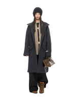 Hooded Wool Blend Long Coat