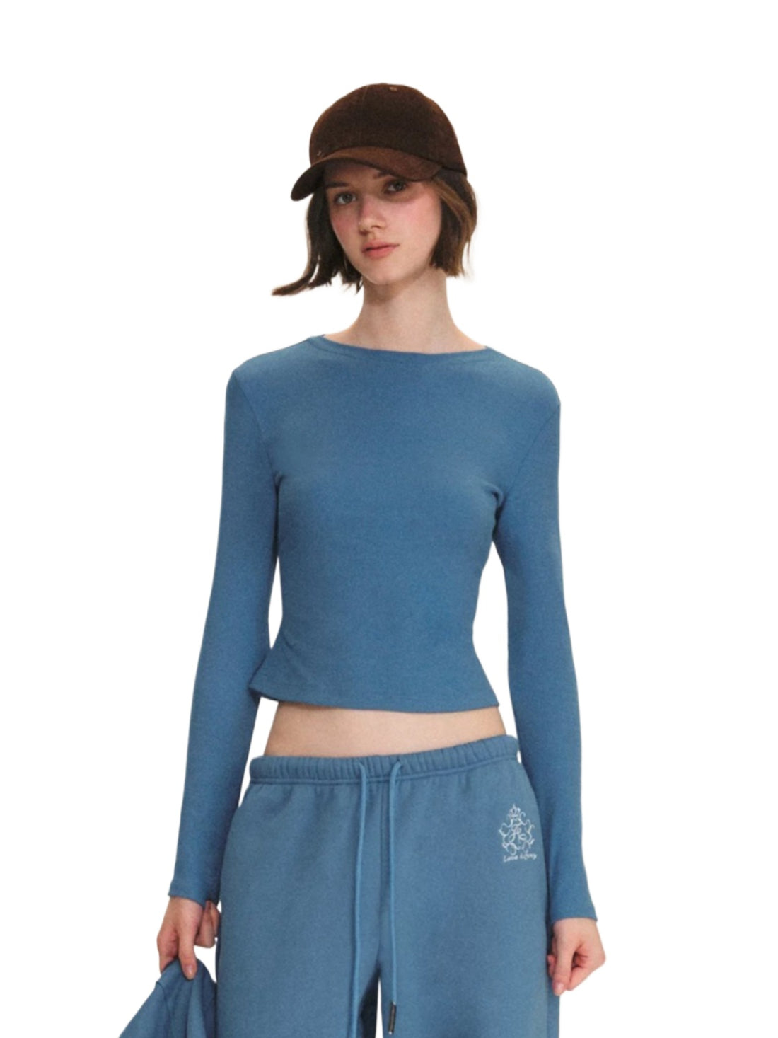 Ribbed Cotton Blend Cropped T-Shirt