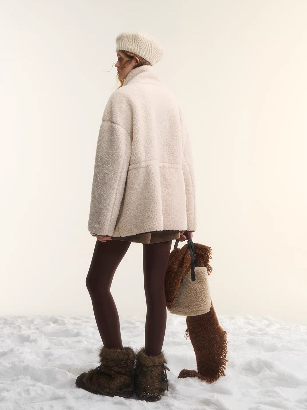 Reversible Shearling Suede Drawstring Jacket