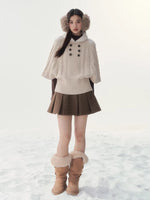 Light Brown Cable Cape Knit Sweater