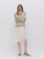 Faux-layered Cape Knit Jacket