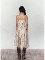 Butterfly Print Irregular Hem Dress