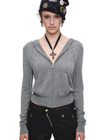 Distressed Hooded Knit Cardigan