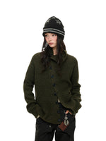 Vintage Stand Collar Knit Cardigan