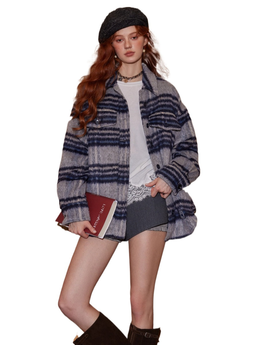 Plaid Wool Shirt Jacket