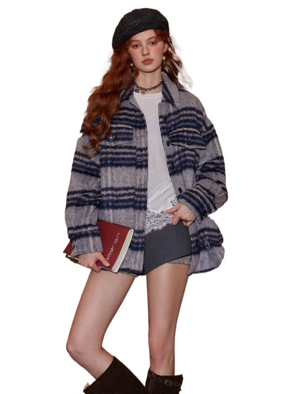 Plaid Wool Shirt Jacket