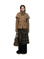 Plaid Panel Utility Midi Skirt