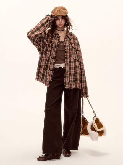 Belted Contrast Stitch Denim Pants