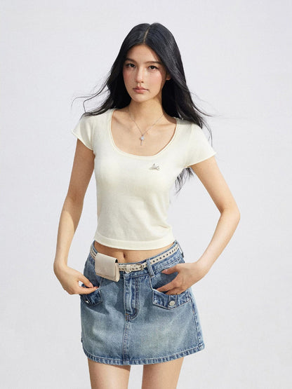 U-Neck Slim Basic Tee