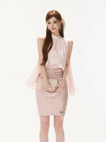 Stand Collar Satin Top