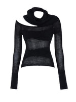 Convertible Off-Shoulder Fuzzy Collar Sweater