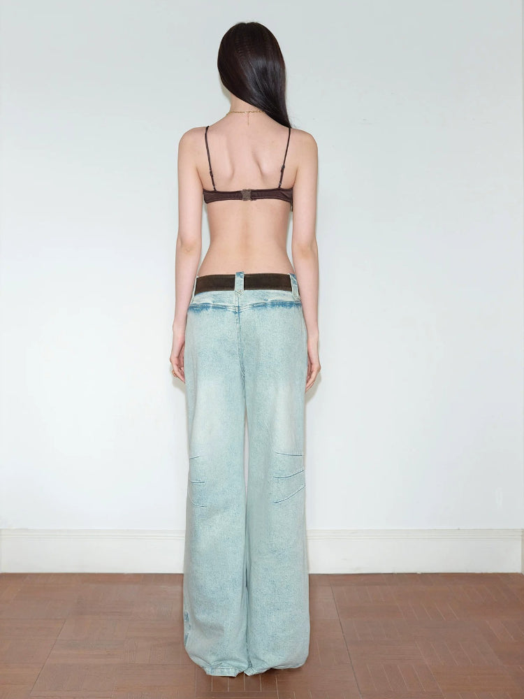 V-Waist Spliced Jeans