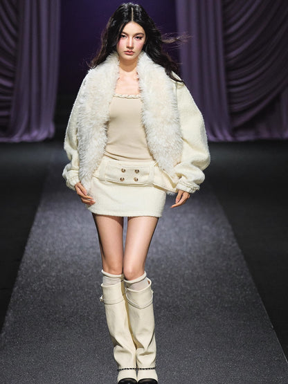 Wool Belted A-Line Skirt