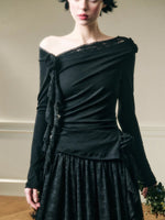 Lace Floral Asymmetrical Off-Shoulder Top & Skirt Set