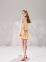 Beaded Ruffle Chiffon Dress