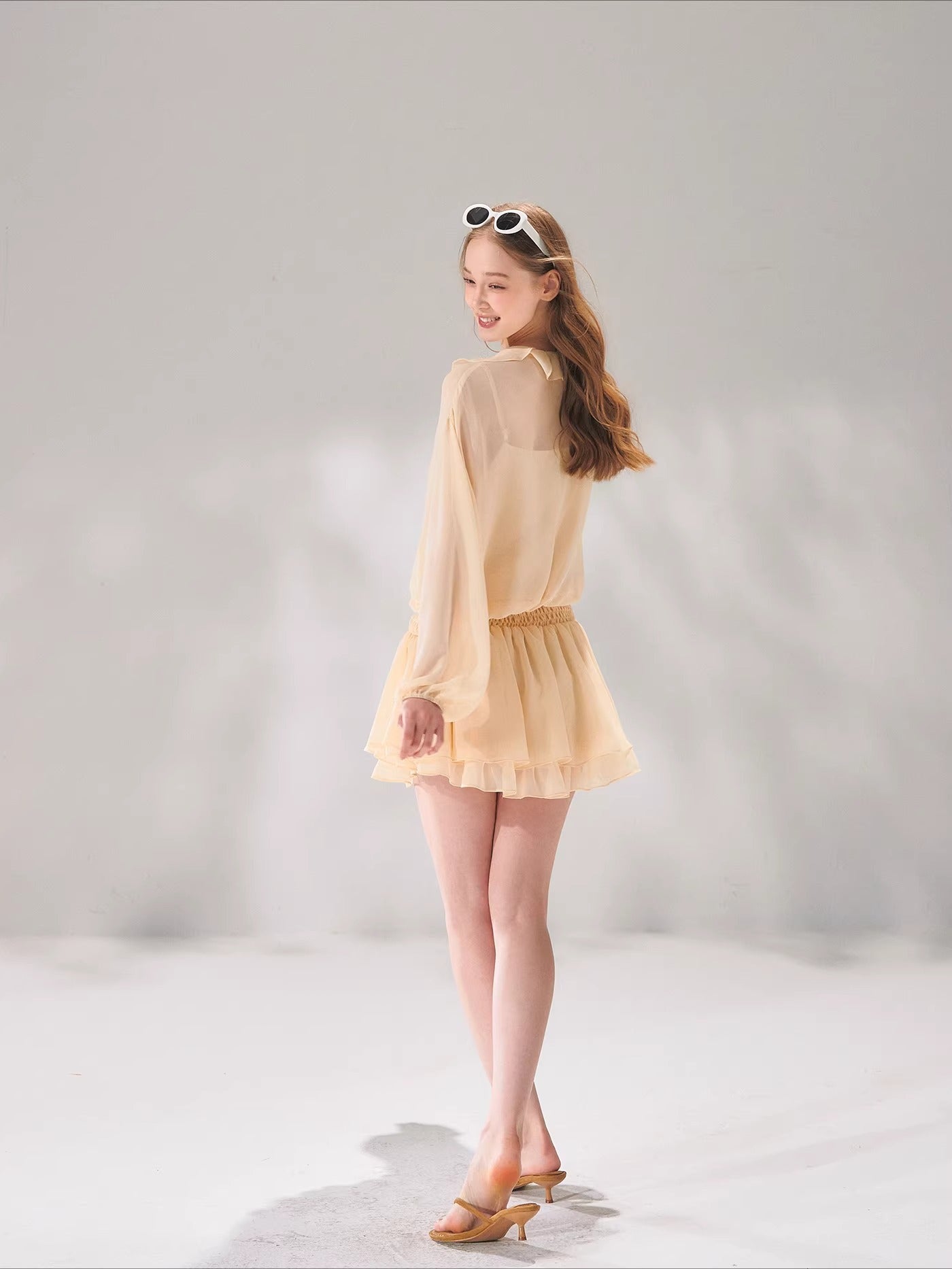 Beaded Ruffle Chiffon Dress