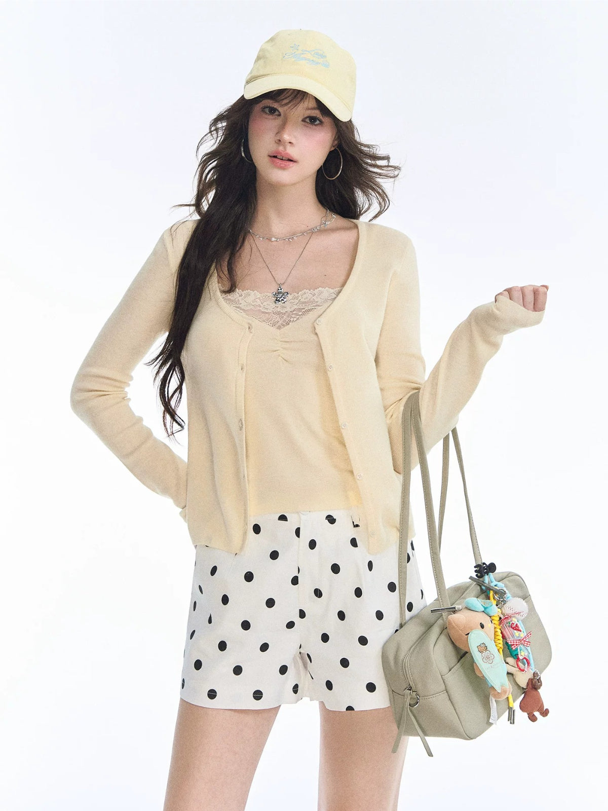Lace V-Neck Knit Cardigan Set