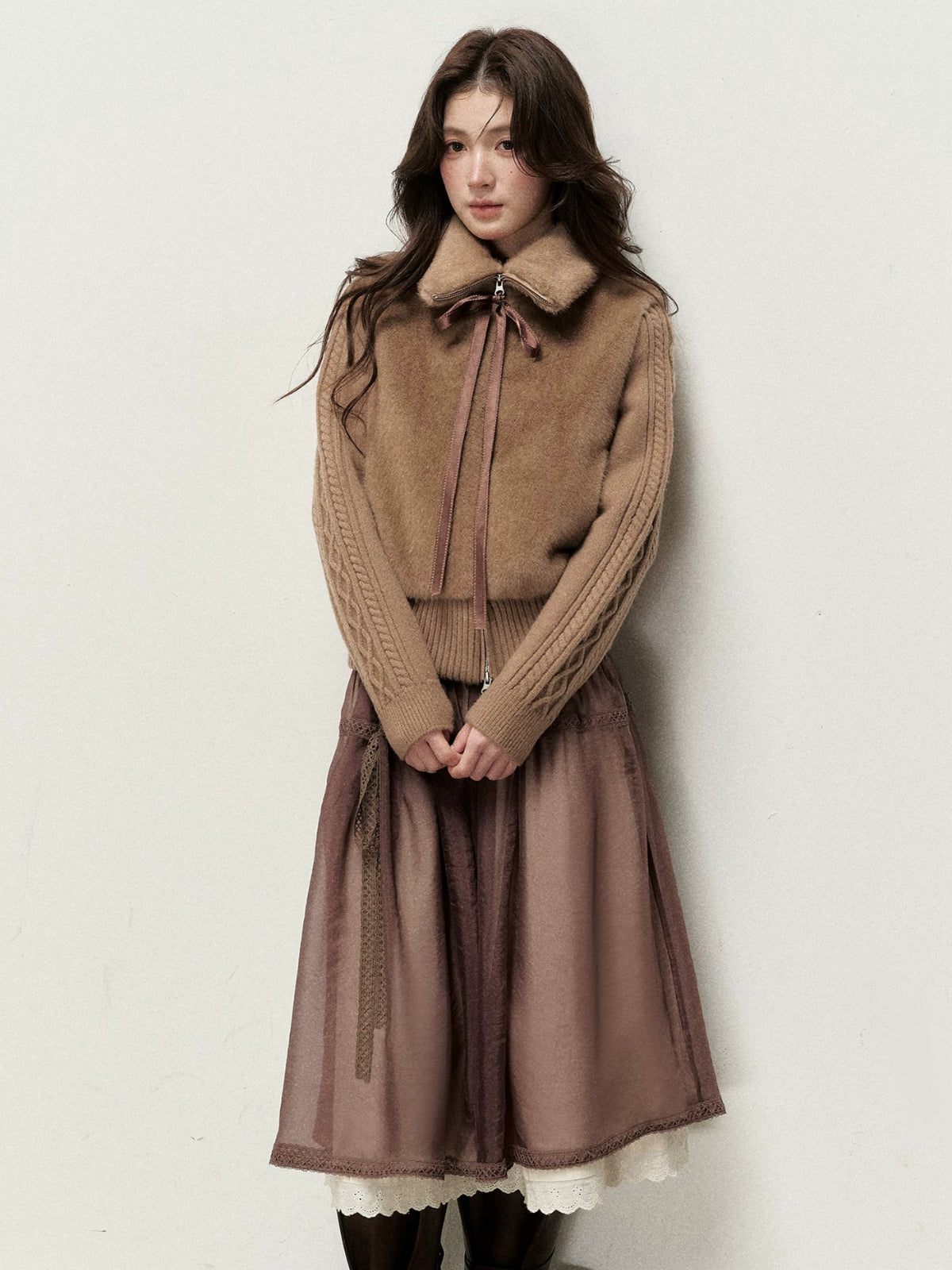 Oversized Collar Faux Fur Jacket