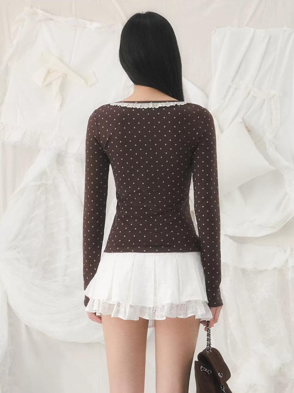 Lace Trim Polka Top