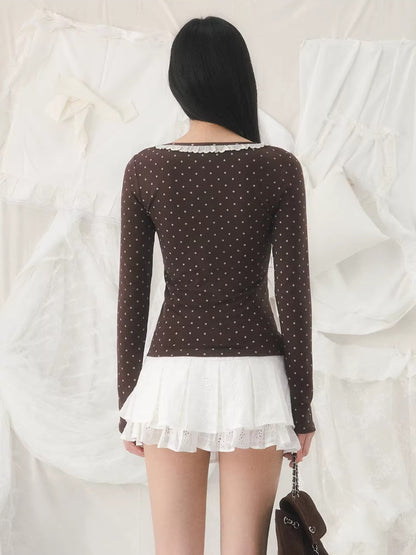 Lace Trim Polka Top