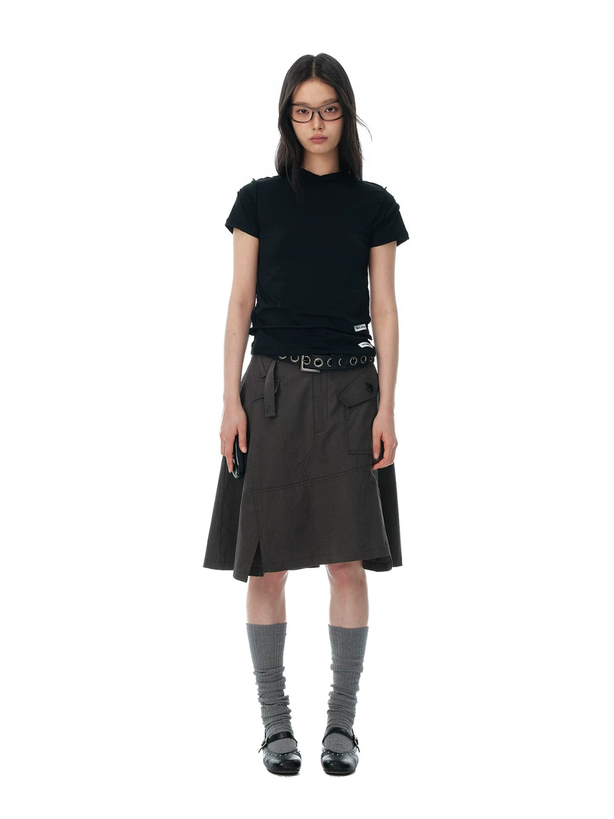 Minimalist Ruched Back Zip T-Shirt