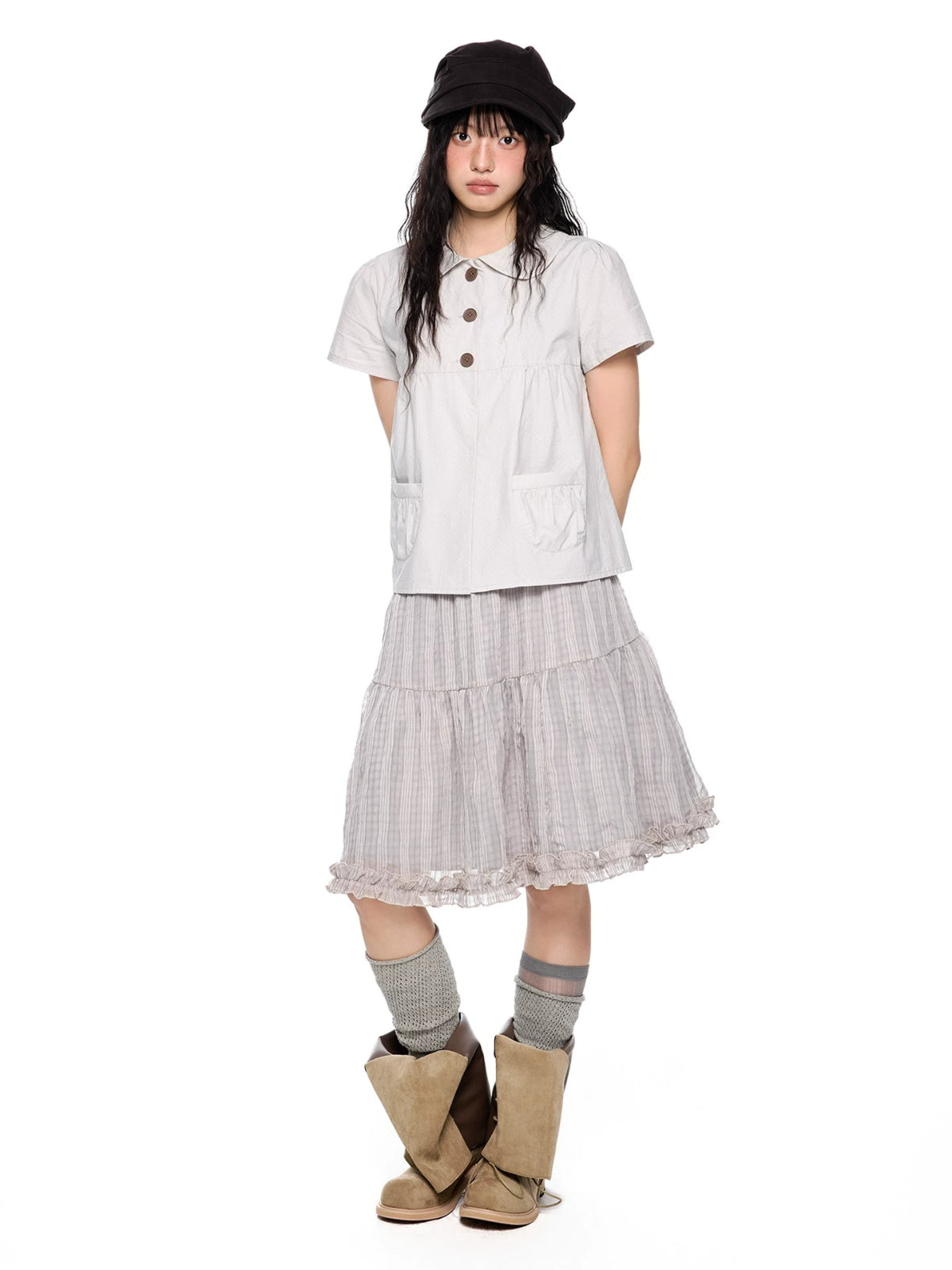 Plaid Bubble Chiffon Skirt
