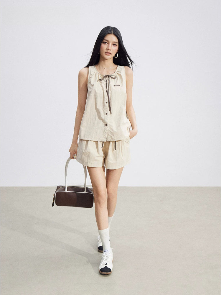 Contrast Top &amp; Cargo Shorts Set