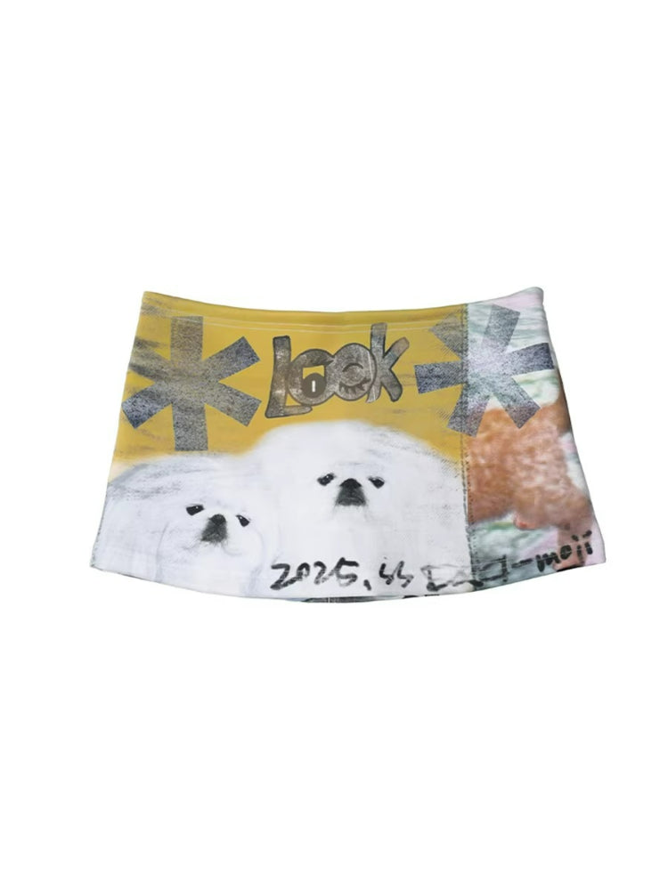 DeD-moji Graphic Knit Low-Rise Mini Skirt