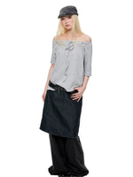 Off Shoulder Drawstring Loose T-Shirt
