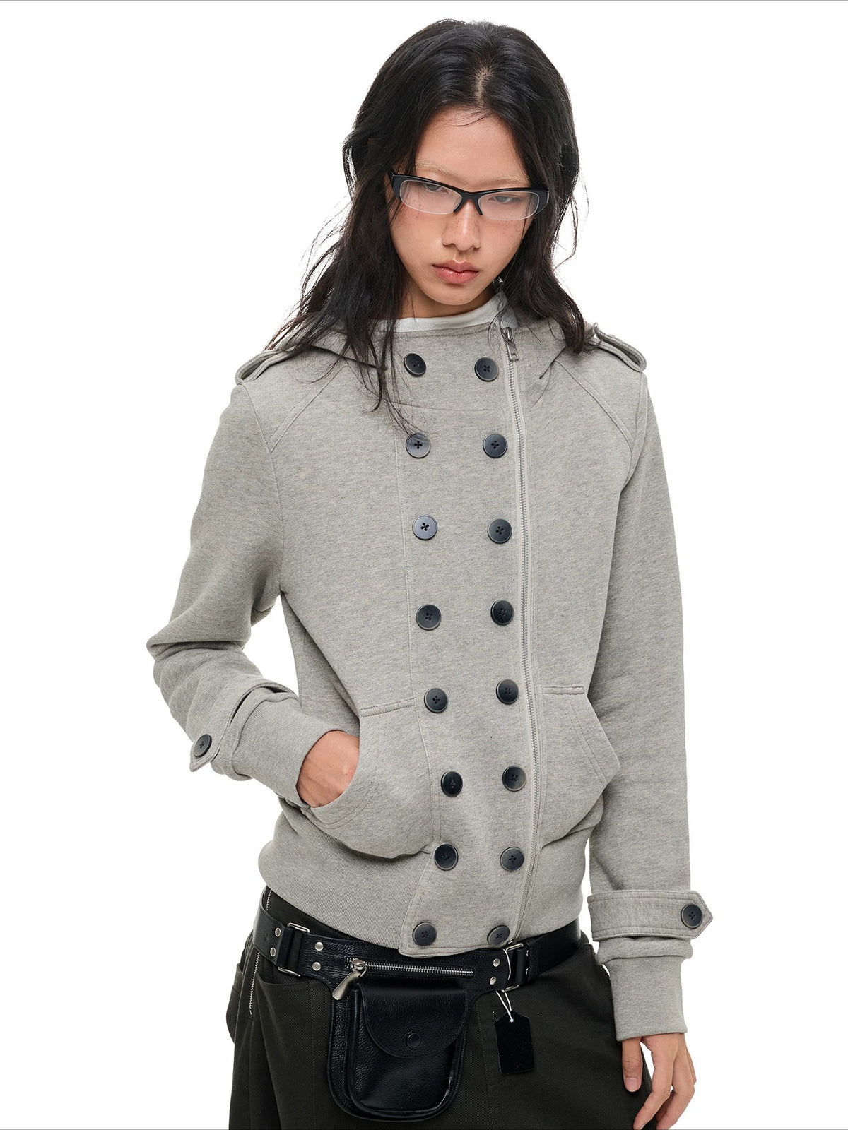 Double-Breasted Utility Cropped Jacket