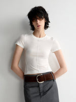Split-Line Sheer Short Sleeve T-shirt